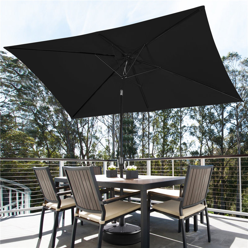 Parasol d'extérieur rectangulaire Glidewell, H 99,6 po x l 120 po x P 78 po, Noir