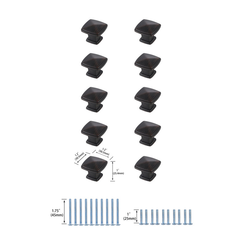 Courey 1.2" Length Square Knob, Oil-Rubbed Bronze