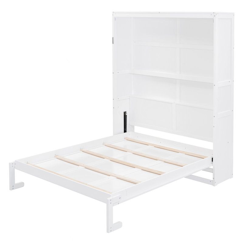 Lit escamotable mural Murphy avec tablettes, Blanc