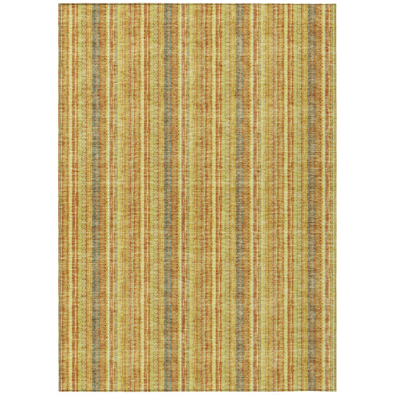 Tapis intérieur lavable rayé doré 3 pi x 5 pi