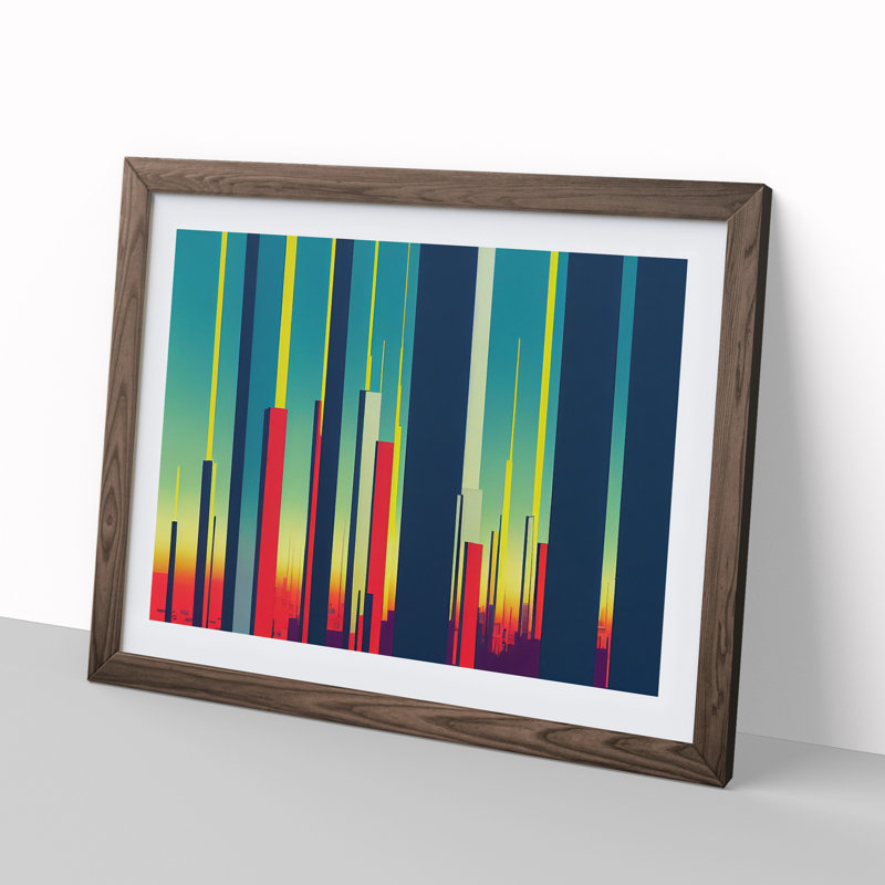 Compelling Abstract Skyscrapers - Single Picture Frame Print, 46cm H x 64cm W x 2cm D, Walnut Framed