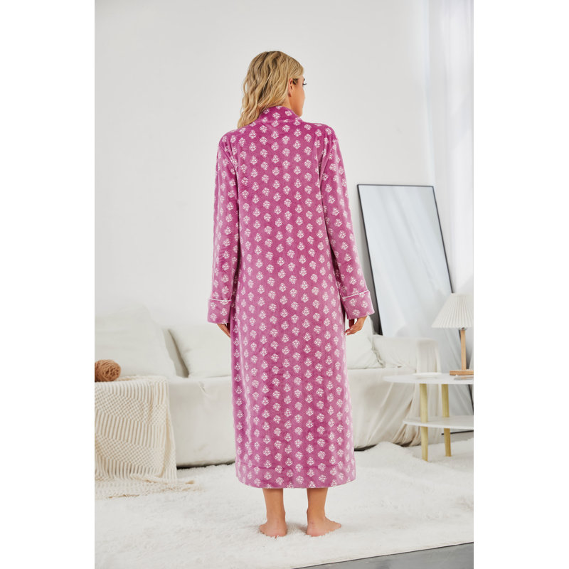 Peignoir fille avec poches mi-mollet, Rose, L