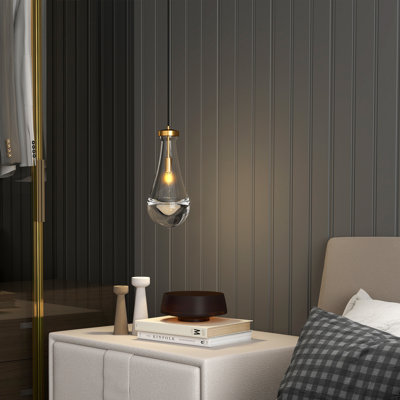 Luminaires suspendus modernes en forme de goutte d'eau, luminaires suspendus pour îlot de cuisine, luminaire à tige en laiton pour la salle à manger, lustre transparent en forme de goutte d'eau, lustre pour le couloir du salon, ampoule non incluse