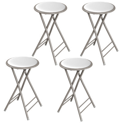 Tabouret pliant sans dossier 24 po Lavish Home avec capacité de 225 lb (ensemble de 4, blanc)