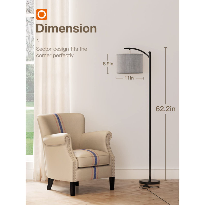 Lampe sur pied traditionnelle Clion, Gris / noir
