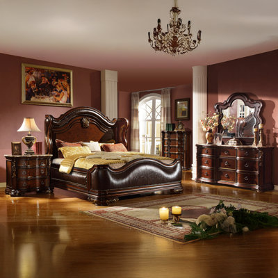 Faxon 5 Piece Bedroom Set in Dark Walnut