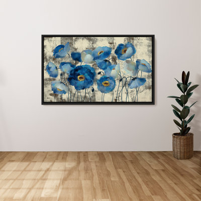 "Aquamarine Floral" by Silvia Vassileva Print on Canvas in a Floater Frame