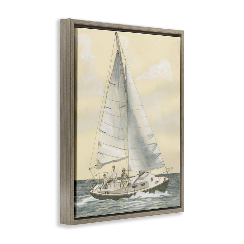 "Family Sailing Trip", art mural sur toile flottante par Michael Willett, Cadre flottant orme Montalcino, H 21 po x l 17 po