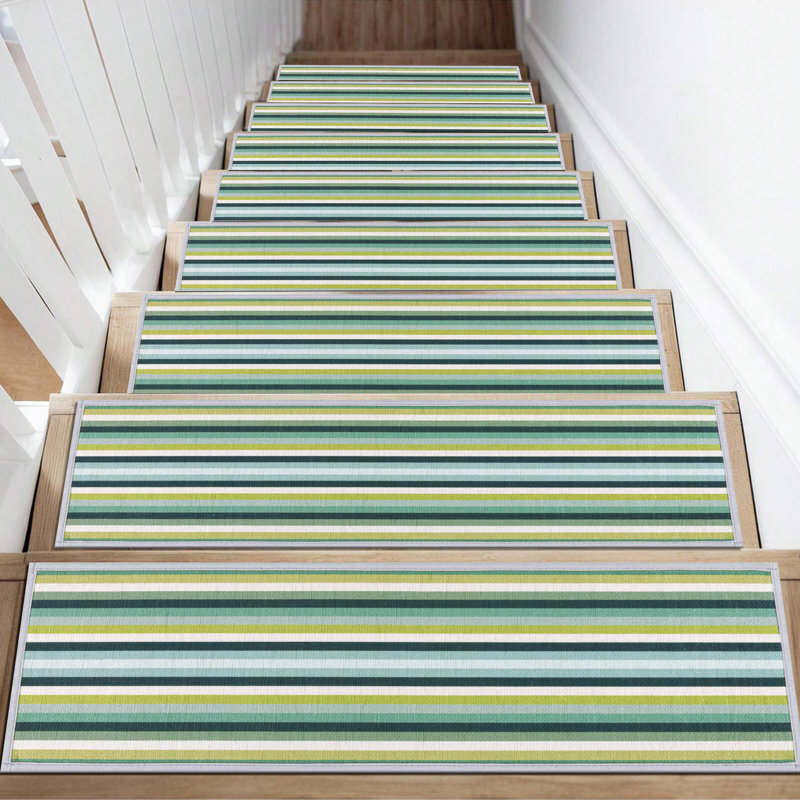 Tapis d'escalier antidérapant , Rayures bleues