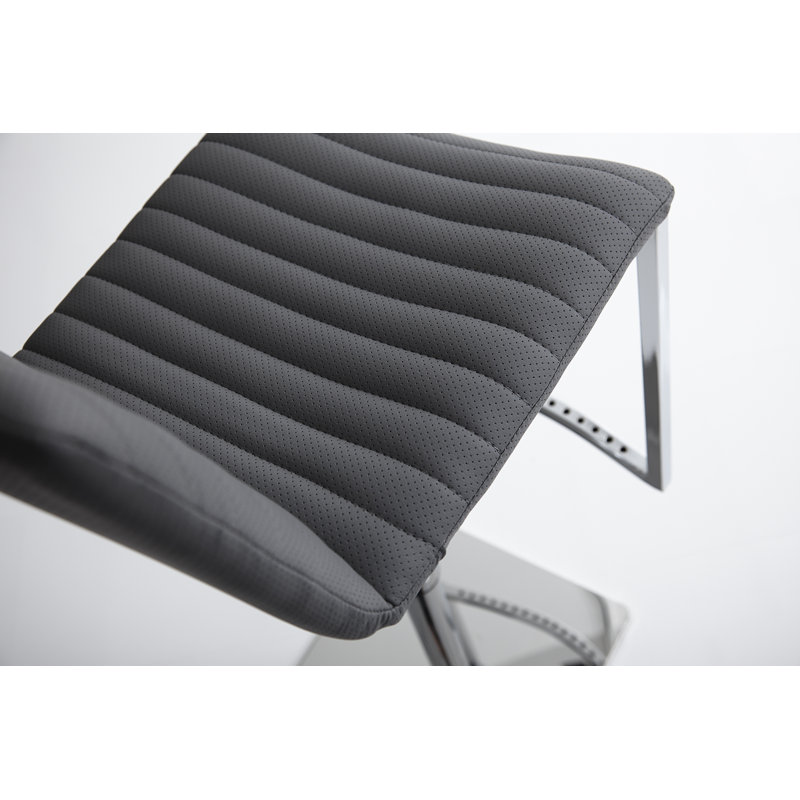 Upholstered Adjustable Height Counter Stool with Metal Frame, Dark Gray