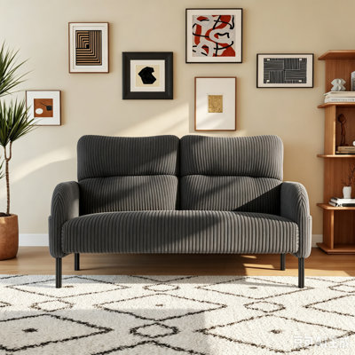 47.24" Corduroy Upholstered Loveseat Sofa with Built-In Side Storage Pockets