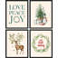 Couronne de Noël, cerf, bonhomme de neige, décor encadré sur papier, impression de 4 pièces-97770350-97770355