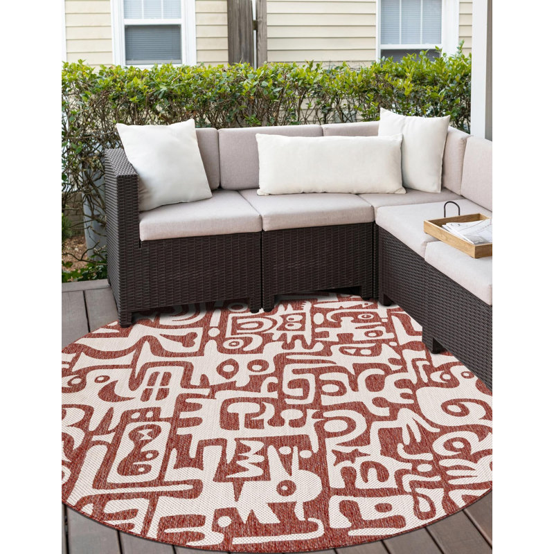 None Nykeia Area Rug Rust Red Colour, Round 3'1"