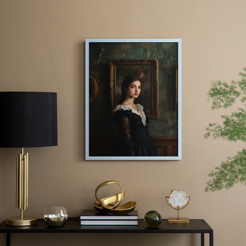 Reproduction encadrée WOMEN Series CCxxvi - bois massif, H 11 po x l 9 po, Bleu