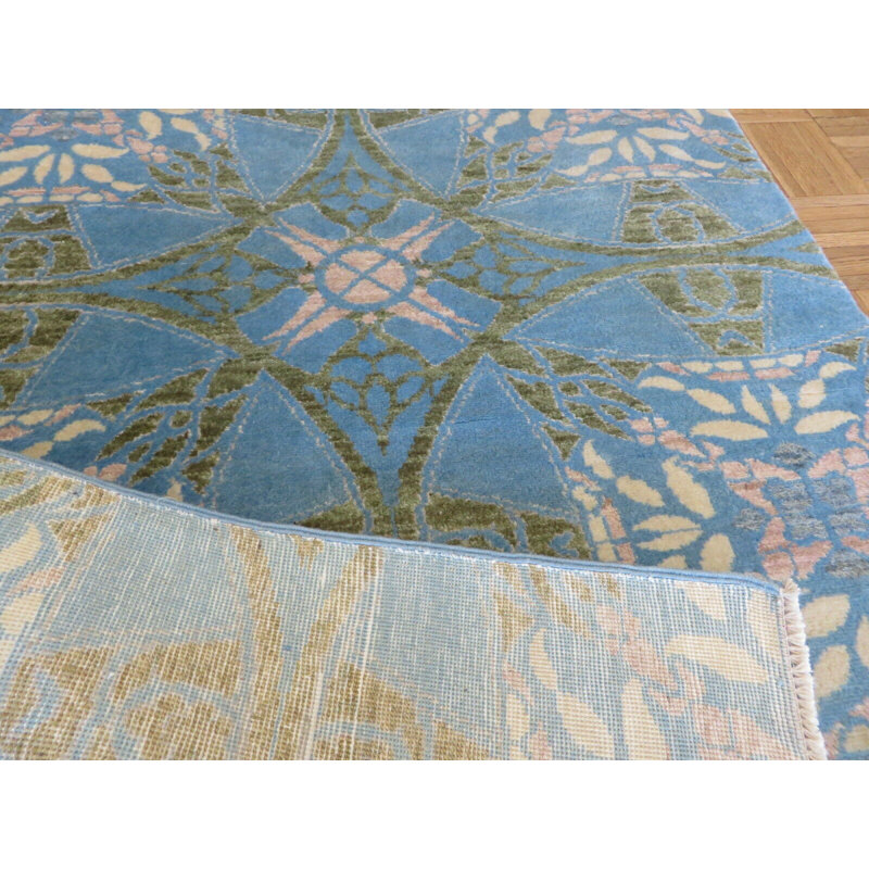 Tapis oriental en laine et en soie noué à la main bleu ciel 3 pi 2 po x 5 pi 2 po 57D58256396C4244A24C3971C2515F31