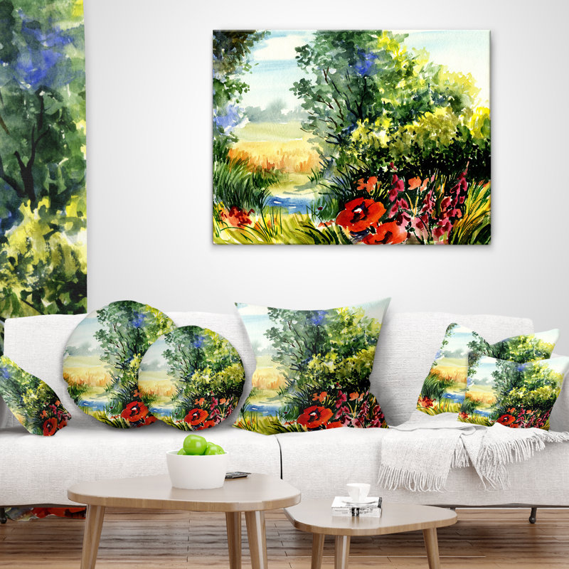 Coussin lombaire aquarelle avec fleurs