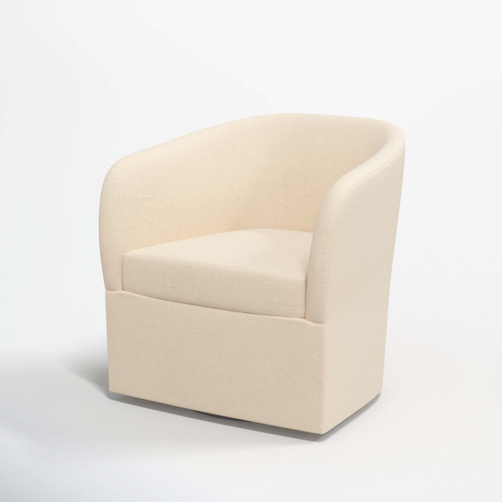 Lesia Upholstered Swivel Barrel Chair, Classic Pearl Performance Velvet