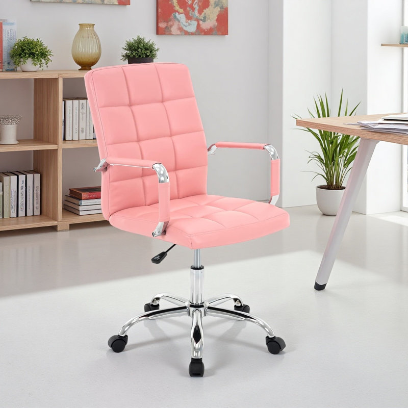 Aime Ergonomic Desk Chair Office Chair， Modern Pu Leather Home Office Task Chair With Arms, Adjustable Swivel Computer Chair