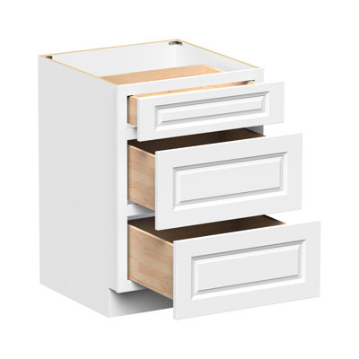 CASAINC W12" X H34.5" X D24" Kitchen Cabinet Floor Base Cabinet With 3 Drawers