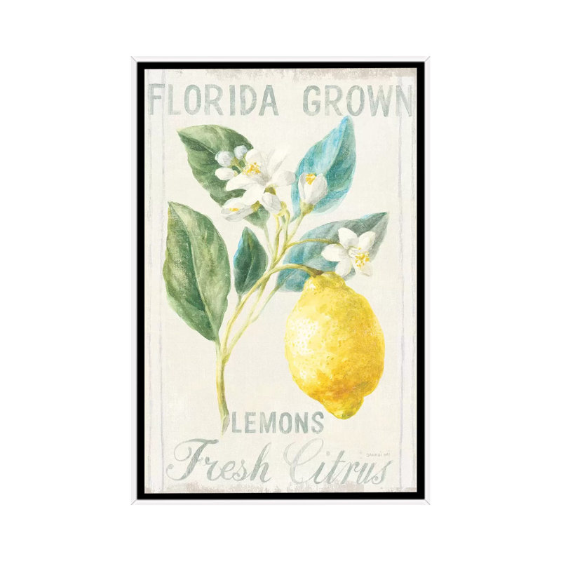 « Floral Lemon I » par Danhui nai, reproduction d’art, Toile blanche encadrée, H 60 po x l 40po x P 1,5 po, Pas de tapis