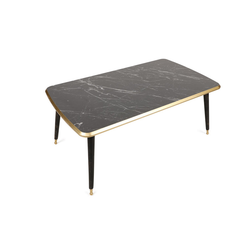 Table basse moderne, design abstrait gris et noir, 39,4 x 16,5 x 23,6 pouces | 100% panneau de particules enduit de mélamine, épaisseur: 0,7 pouce | Style marbre élégant, idéal pour les salons contemporains et les espaces glamour