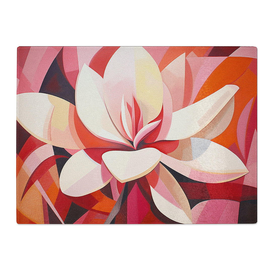 Magnolia Flower Constructivism  Glass Chopping Board