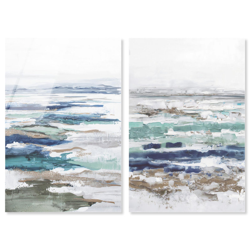 Coral Coastal Blue Art , H 30 po x l 40 po