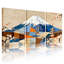Tableau géométrique sur toile tendue représentant le mont Fuji et les fleurs de cerisier (ensemble de 3)-357965425