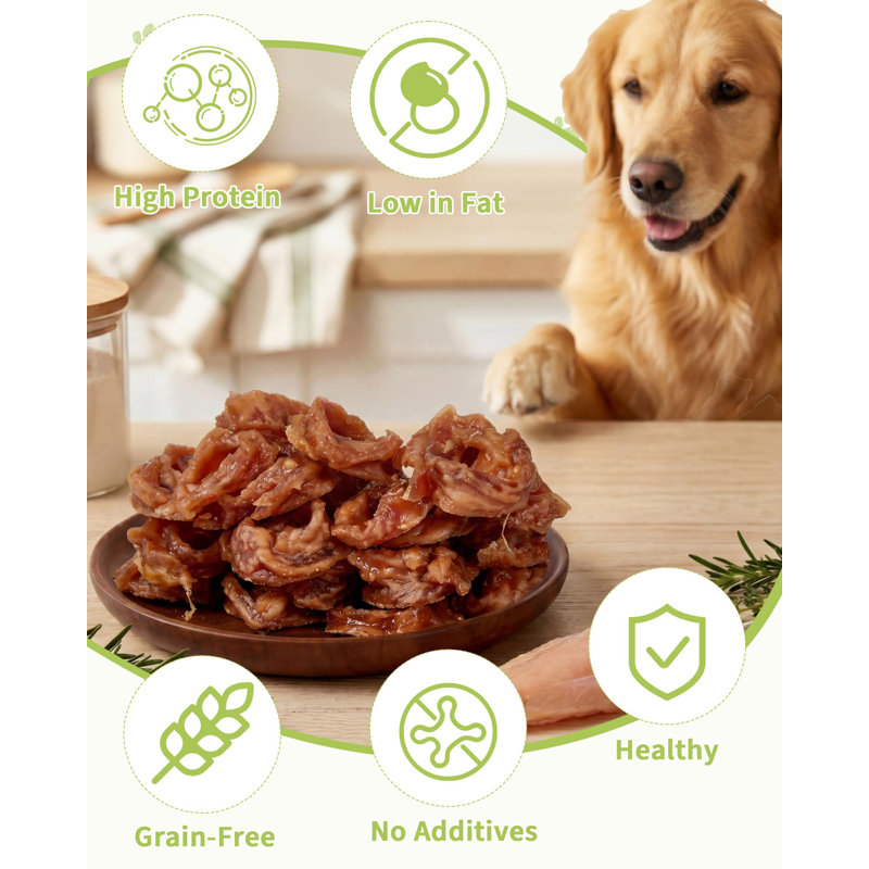 Duck Jerky Dog Treats, Duck Jerky Chews en forme d'anneau - Snack de formation et de récompense de tous les jours - Pour petits, moyens et grands chiens - 12,5 oz - Spécifications: anneaux de canard
