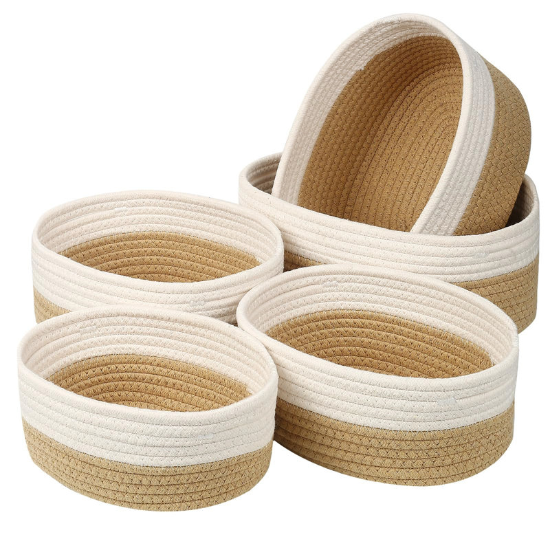 Beachcrest Home Citlali Wool / Felt Decorative Bin, White/Brown
