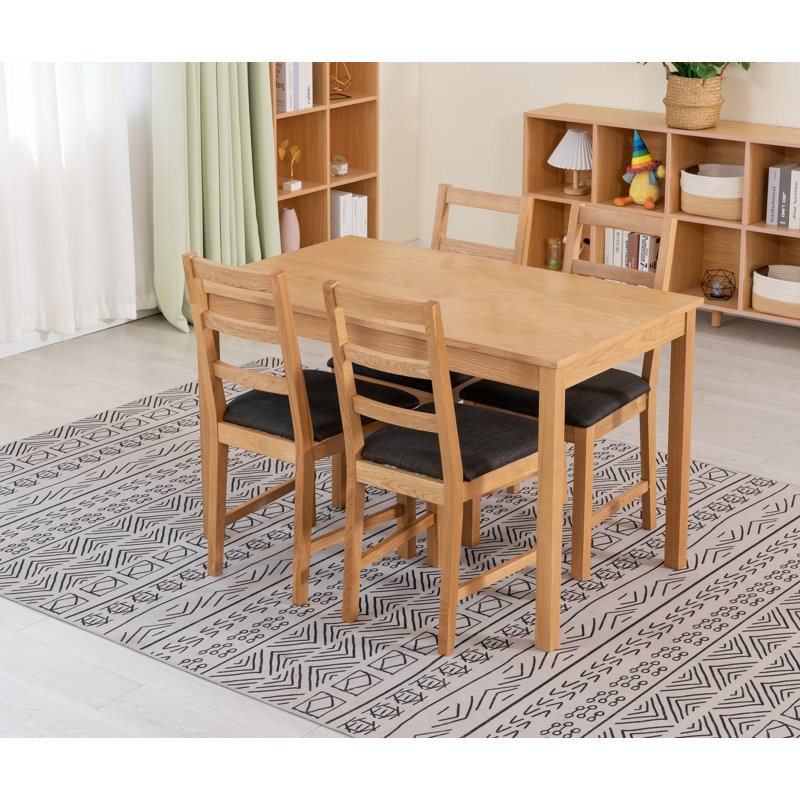4 - Person Solid Oak Dining Set, Dark Gray