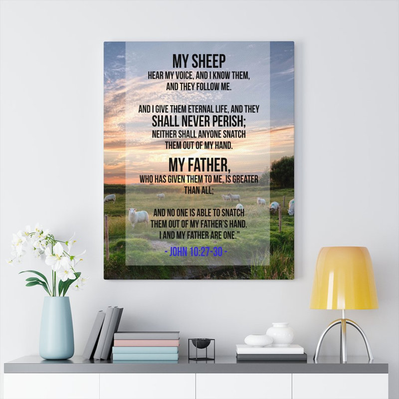 John 10:27-30 Religious Canvas Art with FSC-Certified Pine Frame