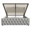 UK & EU Sizes Velvet Ottoman Bed Frame with Hydraulic Gas Lift Storage, Diamond Tufted Wave Wingback Upholstered Platform Bed with Nailhead Trim, Grey/Beige-1009598059-1009598062
