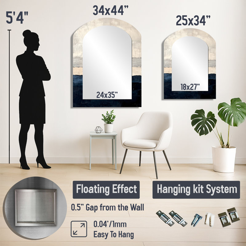 Miroir mural Mid-Century, 34" x 25"