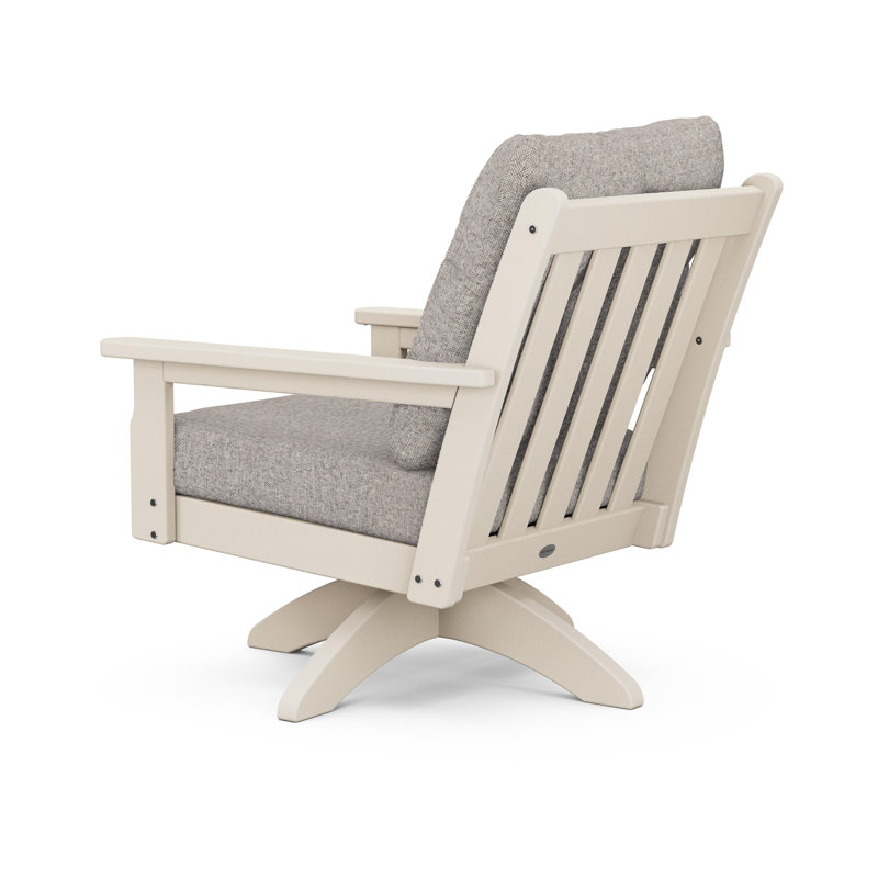Lakeside Vineyard Deep Seating Swivel Chair, Weathered Tweed, Sand