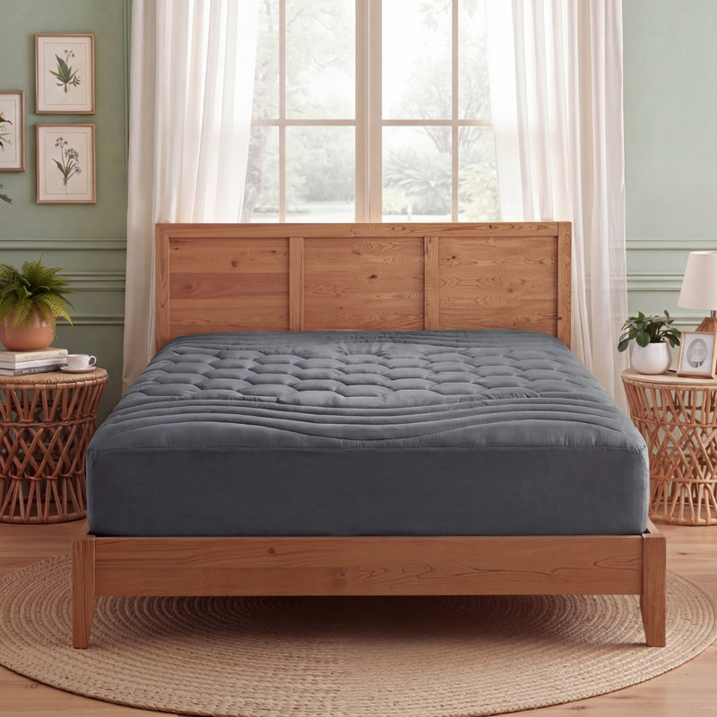 Protège-matelas - Protège-matelas matelassé ajusté avec poche profonde, Gris, Très grand lit