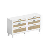 6 Drawer Dresser with Metal Handle and Wood Legs for Hallway