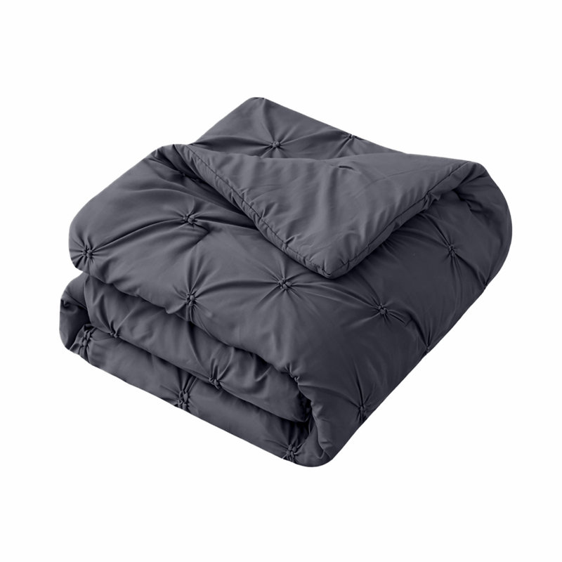 Microfiber Pintuck Duvet Cover Set – 2 Pillowcases, Grey, Double Duvet Cover + 2 Standard Pillowcases