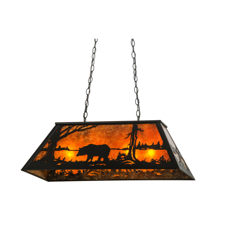 Rustic Lodge 6 - Light Black Pool Table Lights Pendant, 24" - 44.5" H x 33" W x 17" D