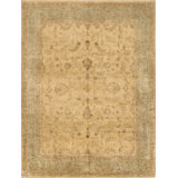 Wool Oriental Area Rug in Camel/Light Green