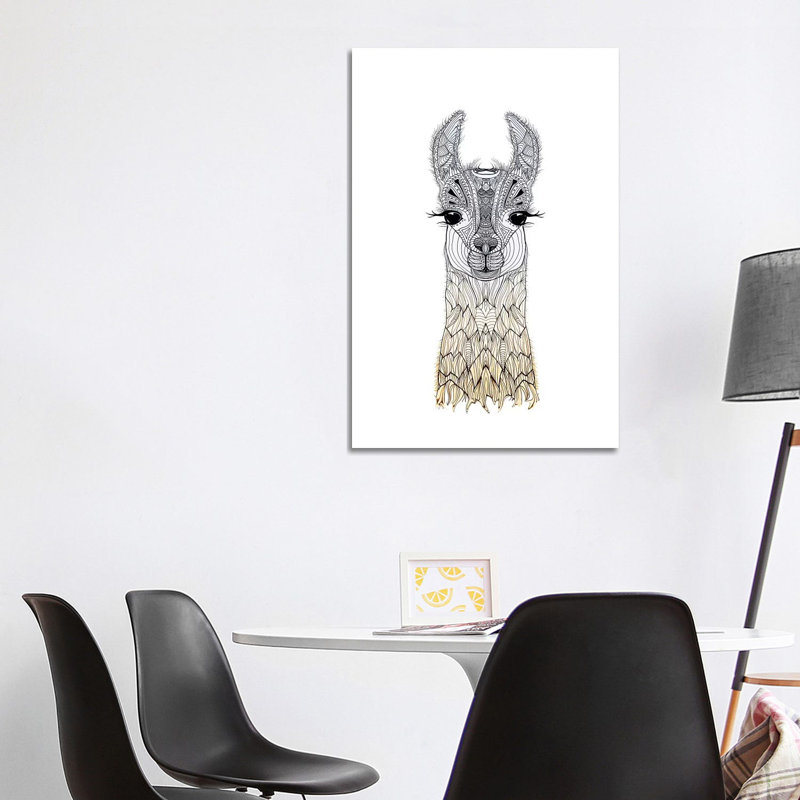 Lama Cria par Monika Strigel - impression d'art graphique, Toile tendue, Aucun mat, H 40 po x l 26 po x P 1,5 po