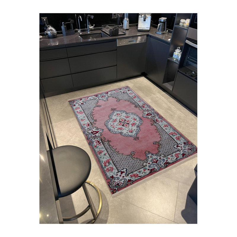 Tapis décoratif lavable à la machine Vintage, Sous-tapis rectangulaire de 3 pi 3 po x 4 pi 11 po