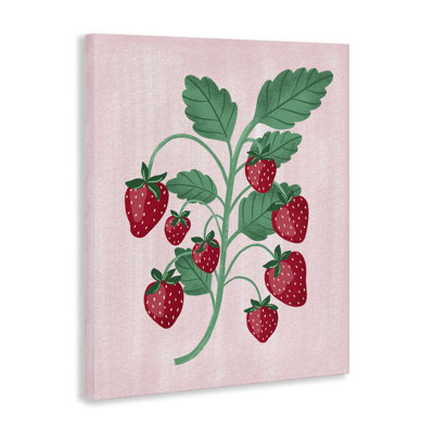  Fresh Strawberries Branch Canvas Wall Art by Aralma