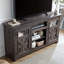 Grand meuble de divertissement inspiré d'une grange, armoire grise, l 60,27 po x P 15,36 po, H 31,7 po avec unité de rangement de style télé, gris, H 31,7 po, convient à la télévision 65 po, commande de câble efficace