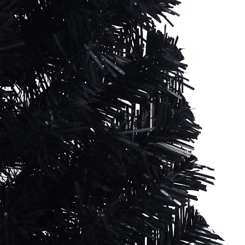 4.92' H Lighted Artificial Christmas Tree, Black, 150 cm, with 61 White Balls