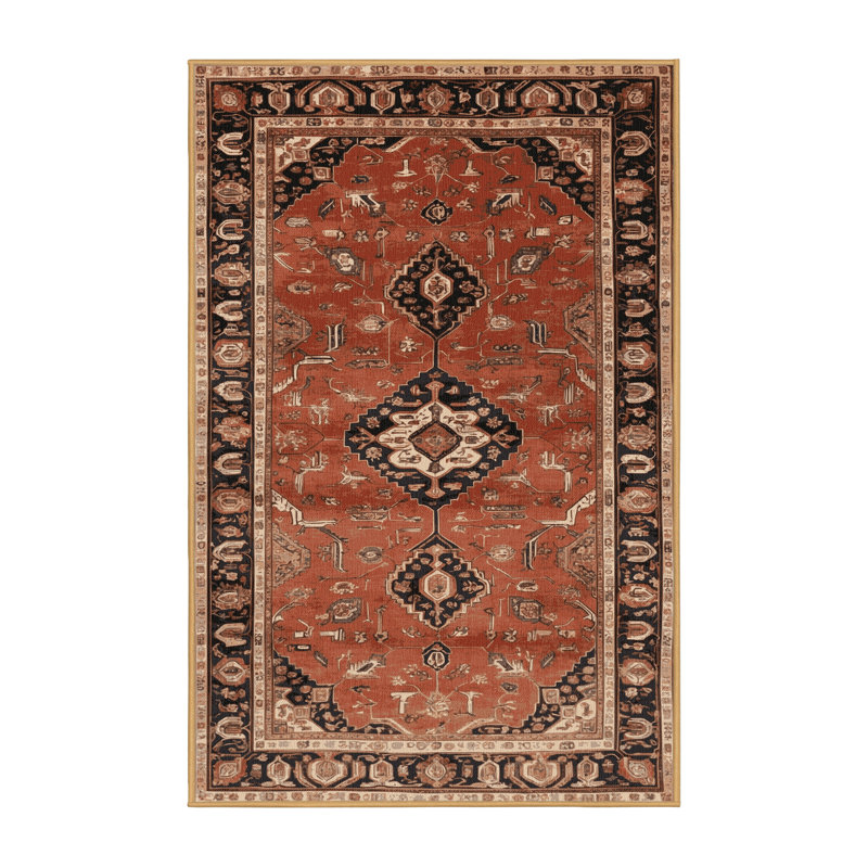 Machine Washable Persian Brown Area Rug, Runner 2' x 4'