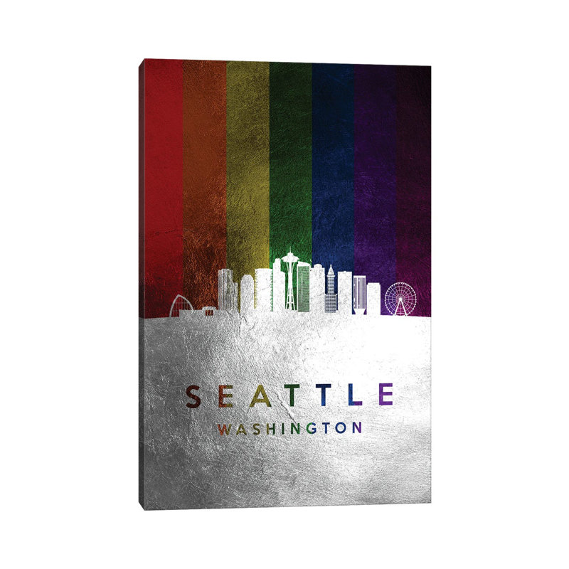 Seattle Washington Spectrum Skyline by Adrian Baldovino - Wrapped Canvas Print, 30.48 cm H x 45.72 cm W
