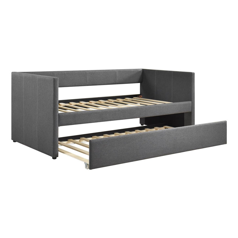 1Pc Daybed With Trundle, Twin Daybed, Dark Gray