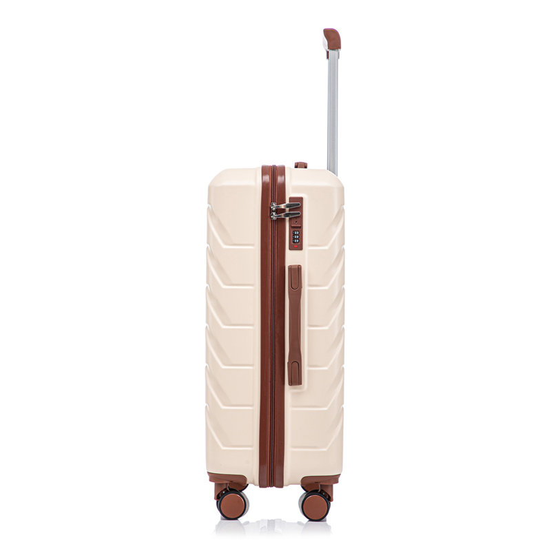 20 po / 24 po / 28 po 3 pièces / ensemble en valise à roulettes ABS, couleur assortie, avec serrure à combinaison, Beige