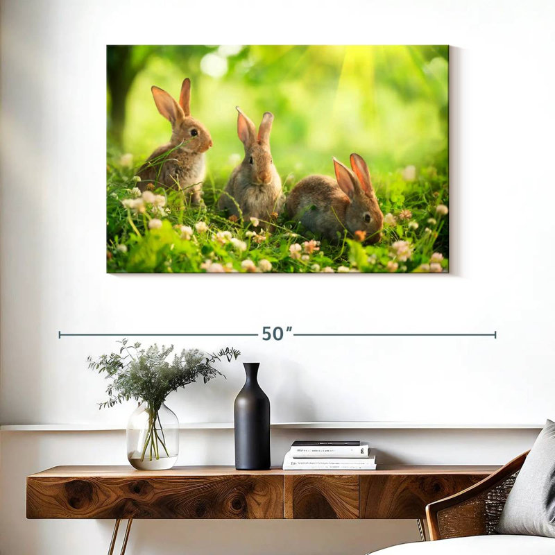 Rabbits By The Meadow, 26" H x 39" W